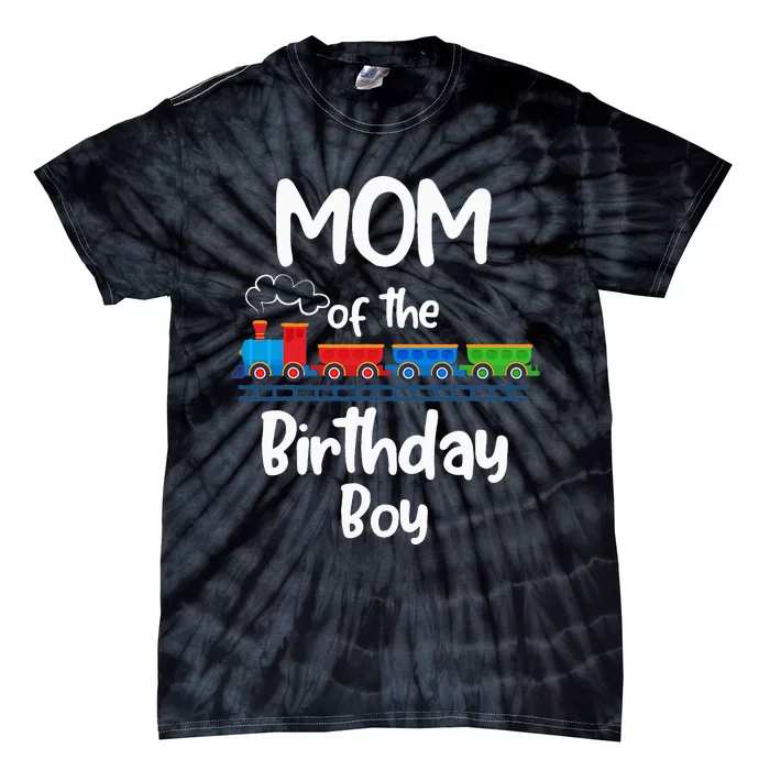 Mom Of The Birthday Train Toys Theme Tie-Dye T-Shirt