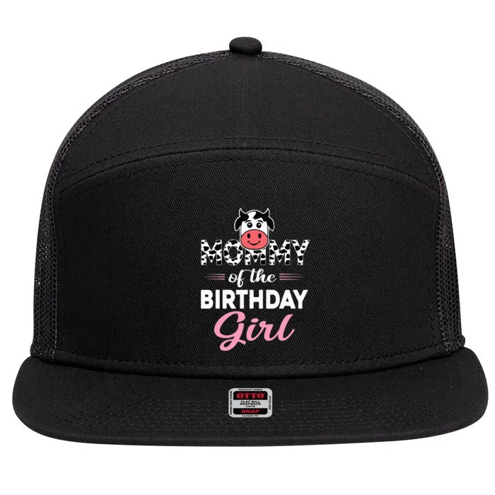 Mommy of The Bday Farm Cow Mom Birthday Party 7 Panel Mesh Trucker Snapback Hat