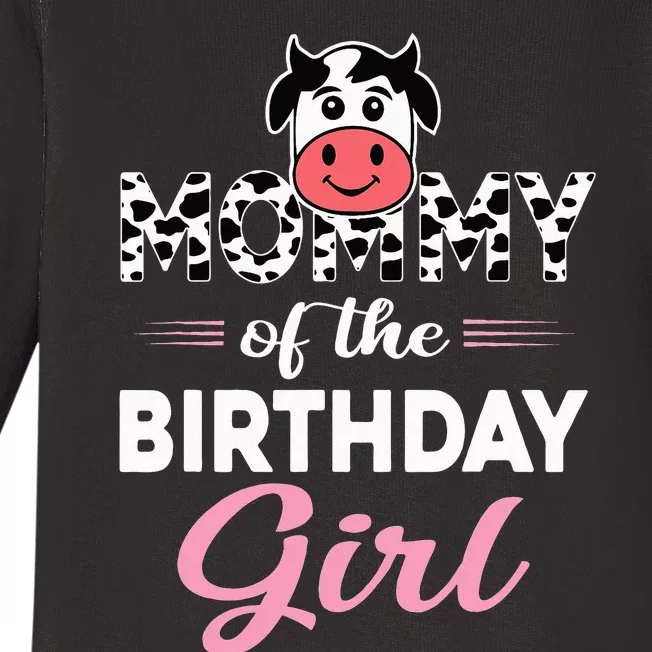 Mommy of The Bday Farm Cow Mom Birthday Party Baby Long Sleeve Bodysuit