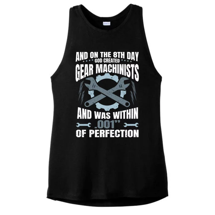 Machining On The 8th Day God Created Gear Machinist Gift Ladies Tri-Blend Wicking Tank