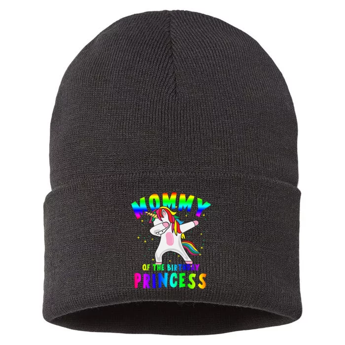 Mommy Of The Birthday Princess Magical Unicorn Sustainable Knit Beanie