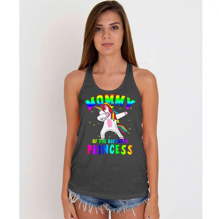 Mommy Of The Birthday Princess Magical Unicorn Women's Knotted Racerback Tank