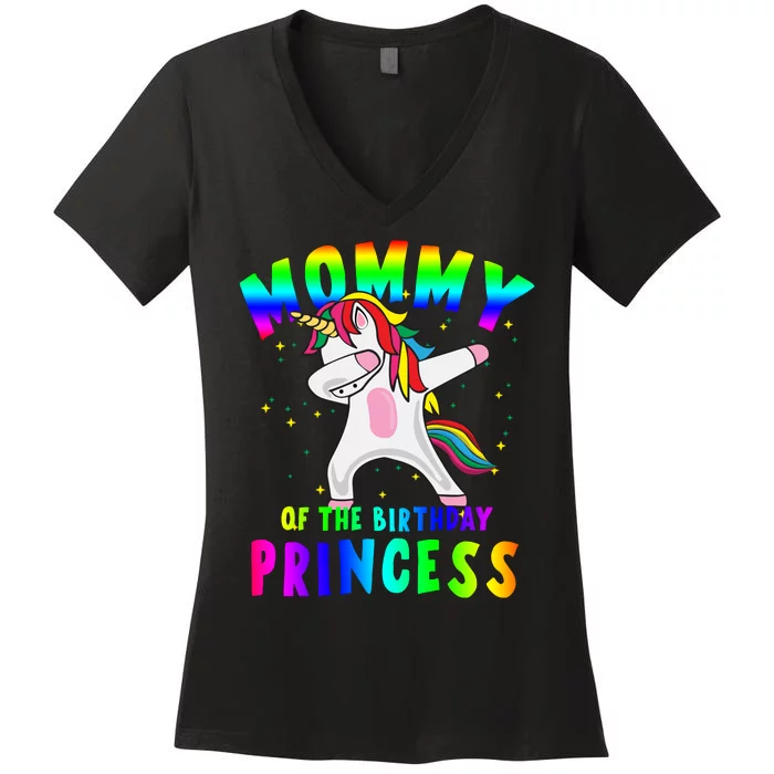 Mommy Of The Birthday Princess Magical Unicorn Women's V-Neck T-Shirt