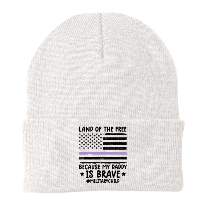 Month Of The Military Land Of Free Because My Daddy Is Brave Meaningful Gift Knit Cap Winter Beanie