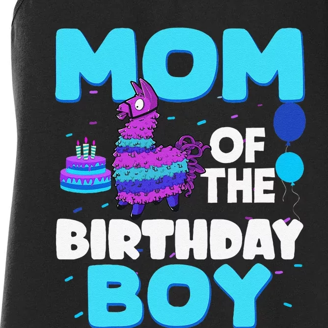 Mom Of The Birthday Boy Llama Mom And Dad Family Party Women's Racerback Tank