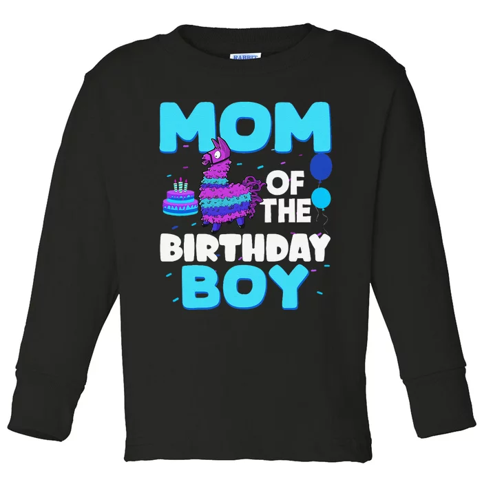 Mom Of The Birthday Boy Llama Mom And Dad Family Party Toddler Long Sleeve Shirt