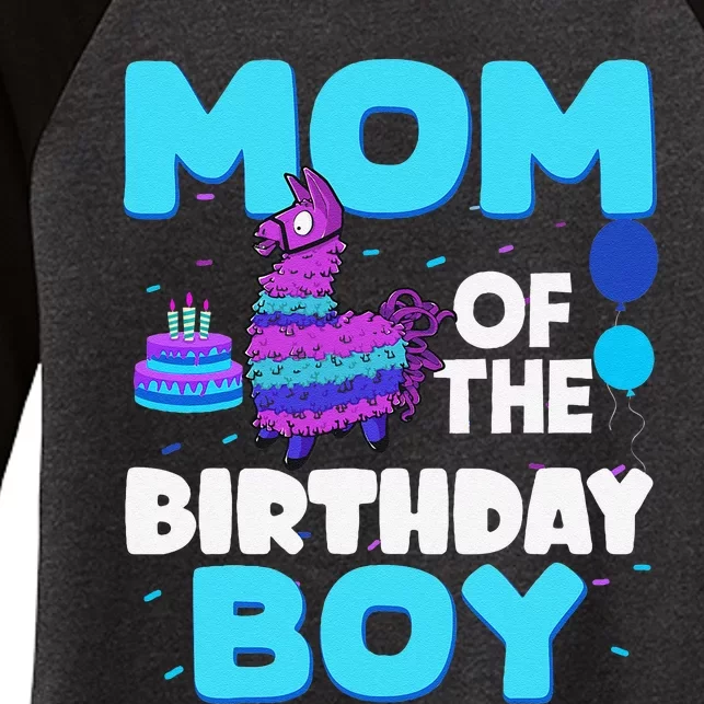 Mom Of The Birthday Boy Llama Mom And Dad Family Party Women's Tri-Blend 3/4-Sleeve Raglan Shirt