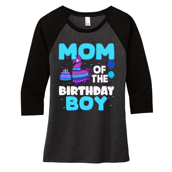 Mom Of The Birthday Boy Llama Mom And Dad Family Party Women's Tri-Blend 3/4-Sleeve Raglan Shirt