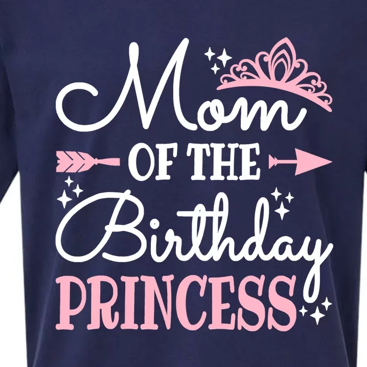 Mom Of The Birthday Princess Matching Family Mother's Day Sueded Cloud Jersey T-Shirt