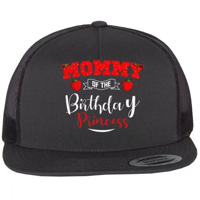 Mommy Of The Birthday Princess Strawberry Flat Bill Trucker Hat