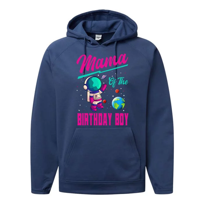 Mama Of The Birthday Bboy Space Party Planet Astronaut Bday Performance Fleece Hoodie