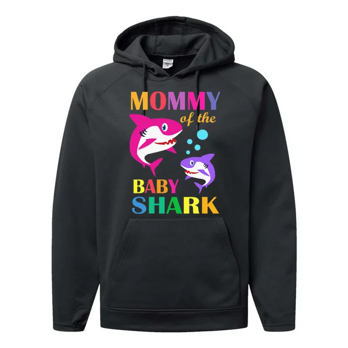 Mommy Of The Baby Birthday Shark Mommy Shark Mother's Day Performance Fleece Hoodie