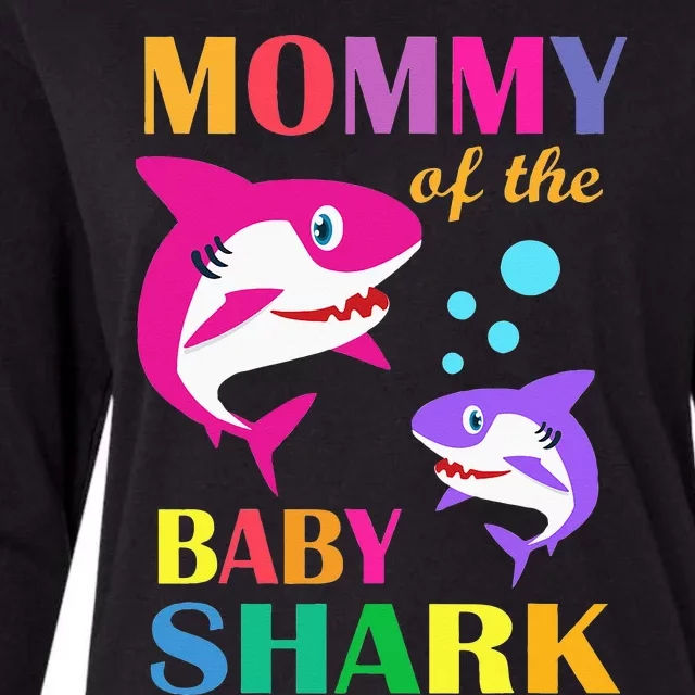 Mommy Of The Baby Birthday Shark Mommy Shark Mother's Day Womens Cotton Relaxed Long Sleeve T-Shirt