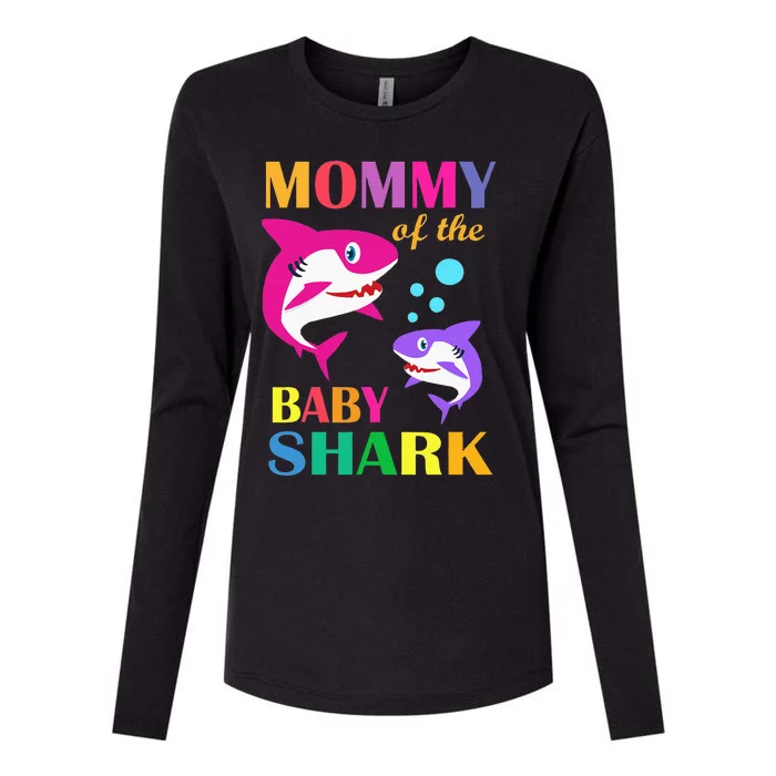 Mommy Of The Baby Birthday Shark Mommy Shark Mother's Day Womens Cotton Relaxed Long Sleeve T-Shirt