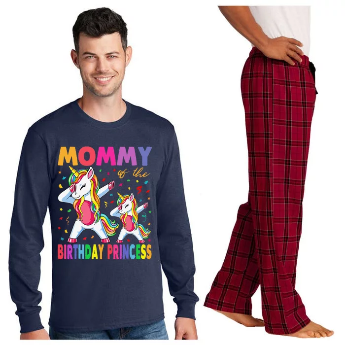 Mommy Of The Birthday Princess Girl Dabbing Unicorn Mom Long Sleeve Pajama Set