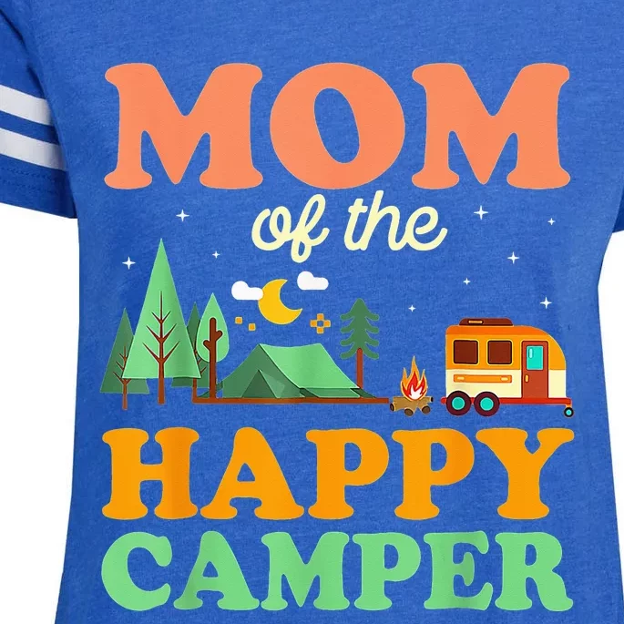 Mom Of The Happy Camper 1st Bday Camping Trip Enza Ladies Jersey Football T-Shirt