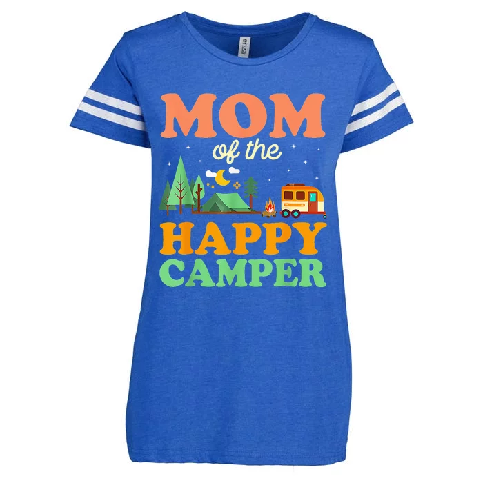 Mom Of The Happy Camper 1st Bday Camping Trip Enza Ladies Jersey Football T-Shirt