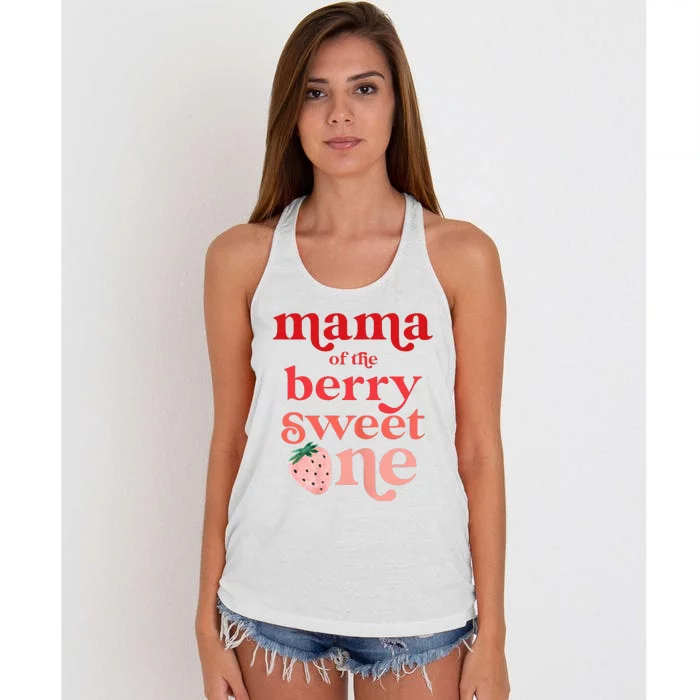 Mama Of The Berry Sweet One Strawberry First Birthday 1st Women's Knotted Racerback Tank