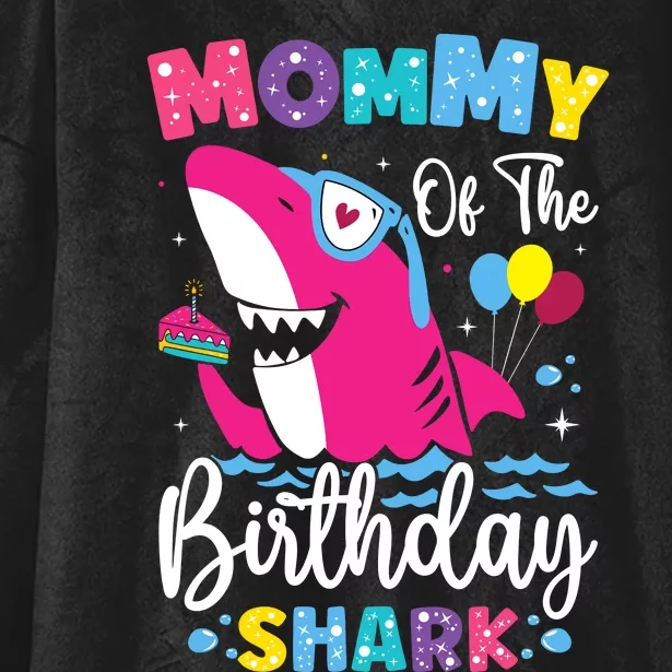 Mommy Of The Shark Birthday Mom Matching Family Hooded Wearable Blanket