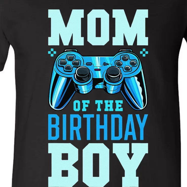 Mom of the Birthday Video Gamer Birthday Party V-Neck T-Shirt