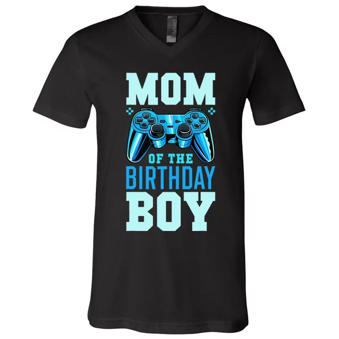 Mom of the Birthday Video Gamer Birthday Party V-Neck T-Shirt