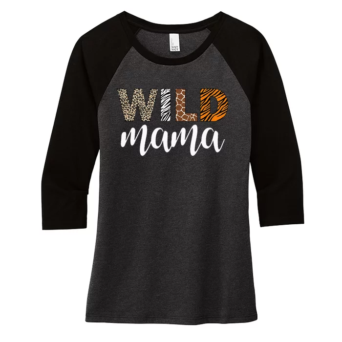 Mama Of The Wild One Zoo Birthday Women's Tri-Blend 3/4-Sleeve Raglan Shirt