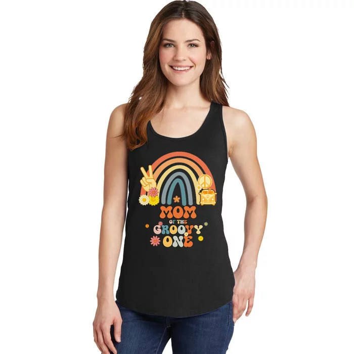 Mom of the Groovy One Rainbow Boho Birthday Ladies Essential Tank