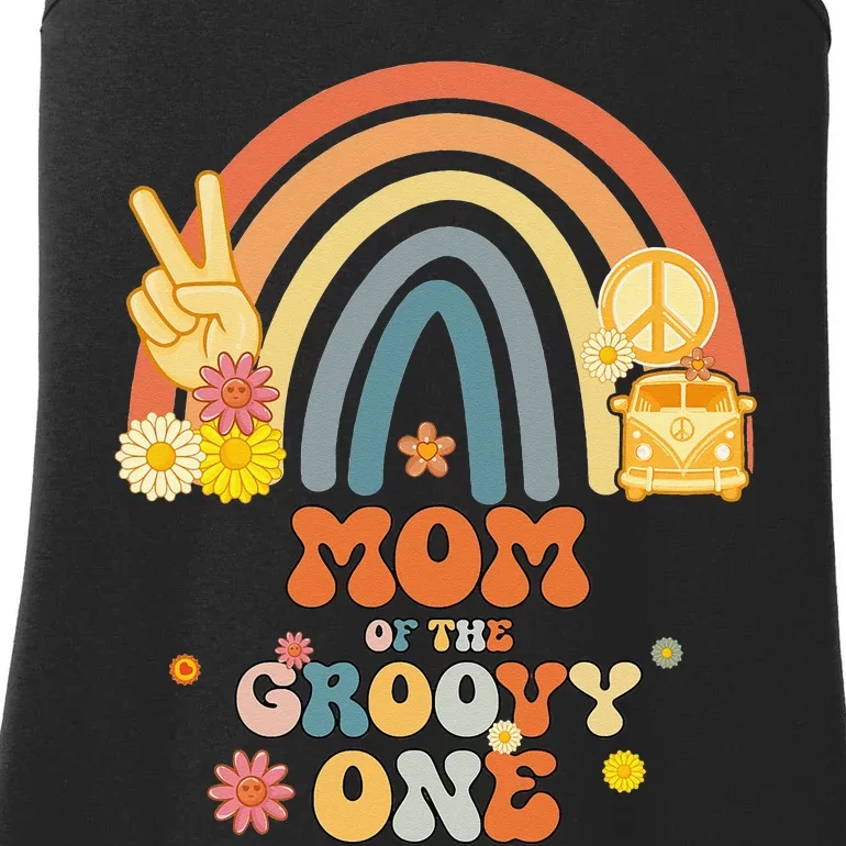 Mom of the Groovy One Rainbow Boho Birthday Ladies Essential Tank