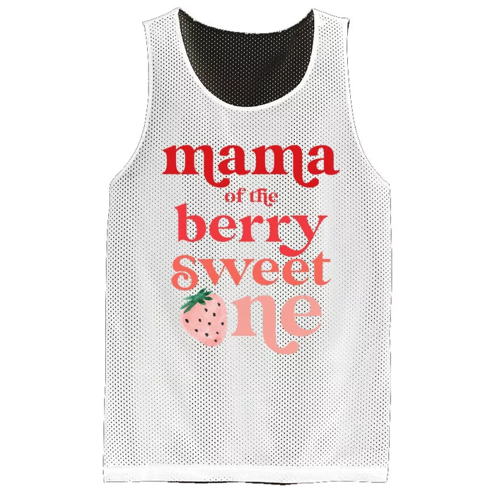 Mama of the Berry Sweet One Strawberry First Birthday 1st Mesh Reversible Basketball Jersey Tank