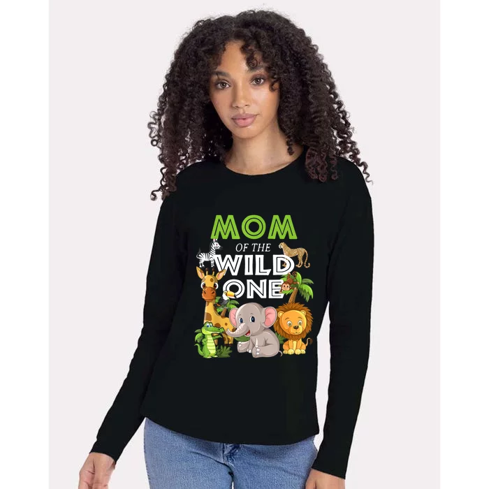 Mom Of The Wild One Zoo Birthday Safari Jungle Animal Womens Cotton Relaxed Long Sleeve T-Shirt