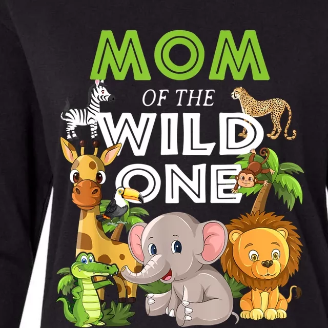 Mom Of The Wild One Zoo Birthday Safari Jungle Animal Womens Cotton Relaxed Long Sleeve T-Shirt