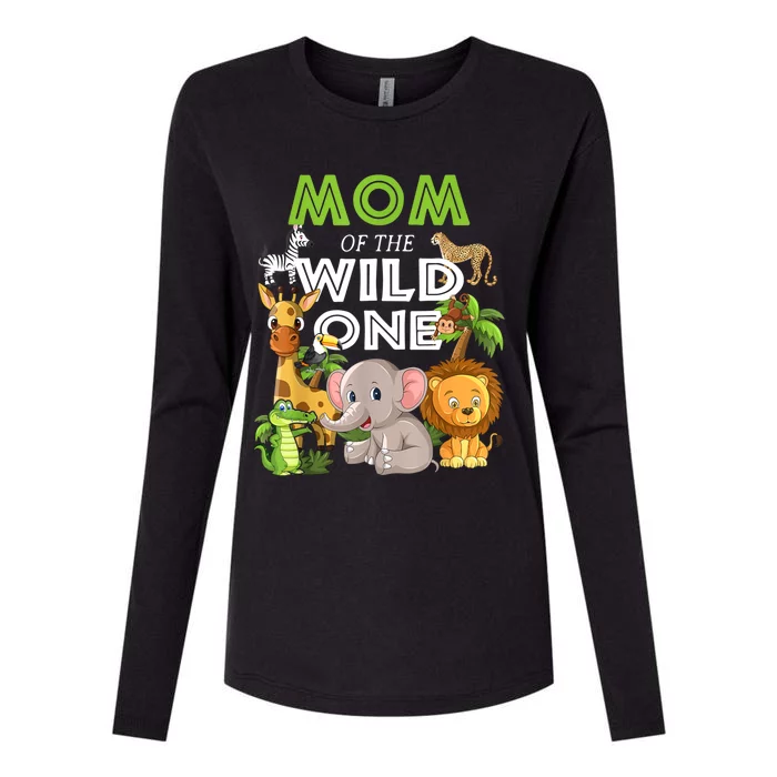 Mom Of The Wild One Zoo Birthday Safari Jungle Animal Womens Cotton Relaxed Long Sleeve T-Shirt