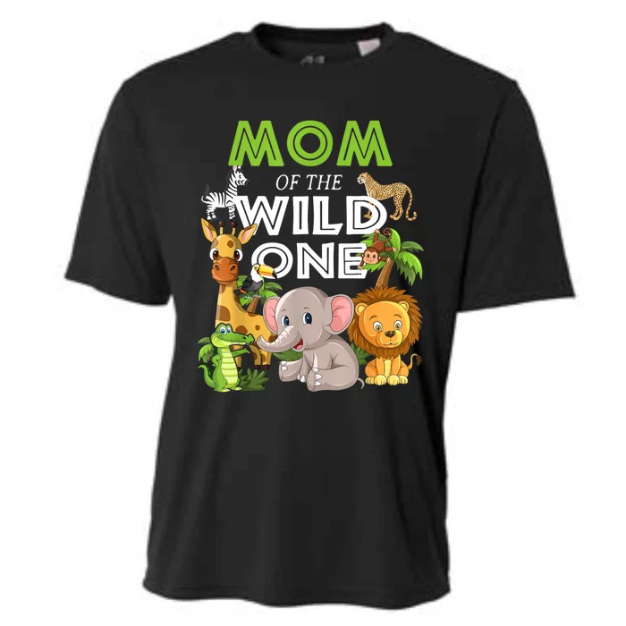 Mom Of The Wild One Zoo Birthday Safari Jungle Animal Cooling Performance Crew T-Shirt