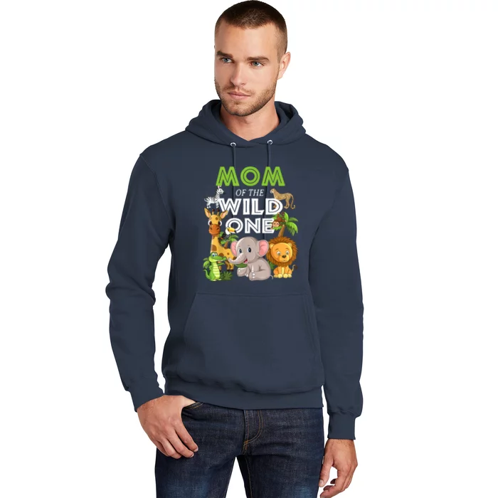 Mom Of The Wild One Zoo Birthday Safari Jungle Animal Hoodie