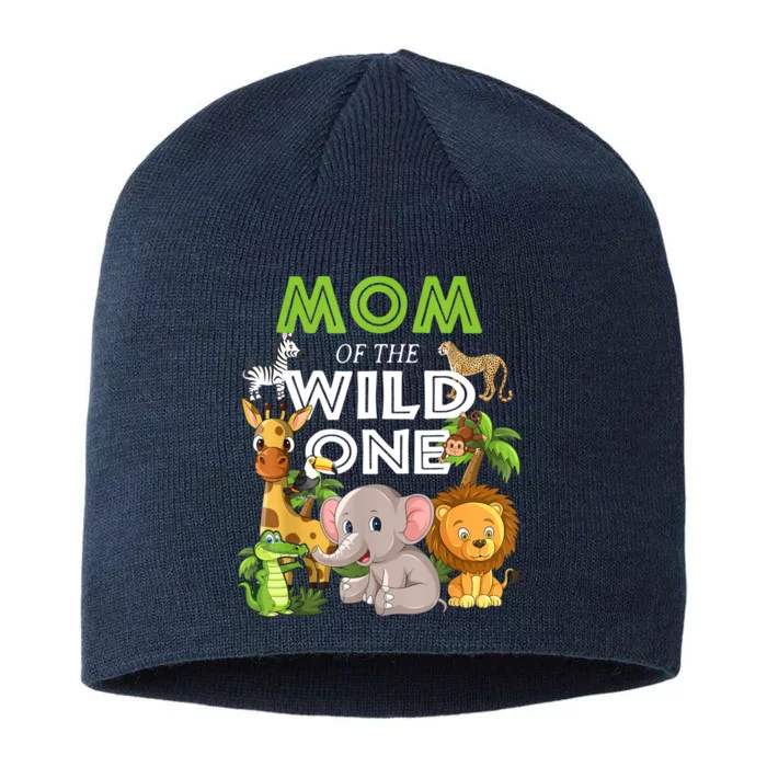 Mom Of The Wild One Zoo Birthday Safari Jungle Animal 8 1/2in Sustainable Knit Beanie