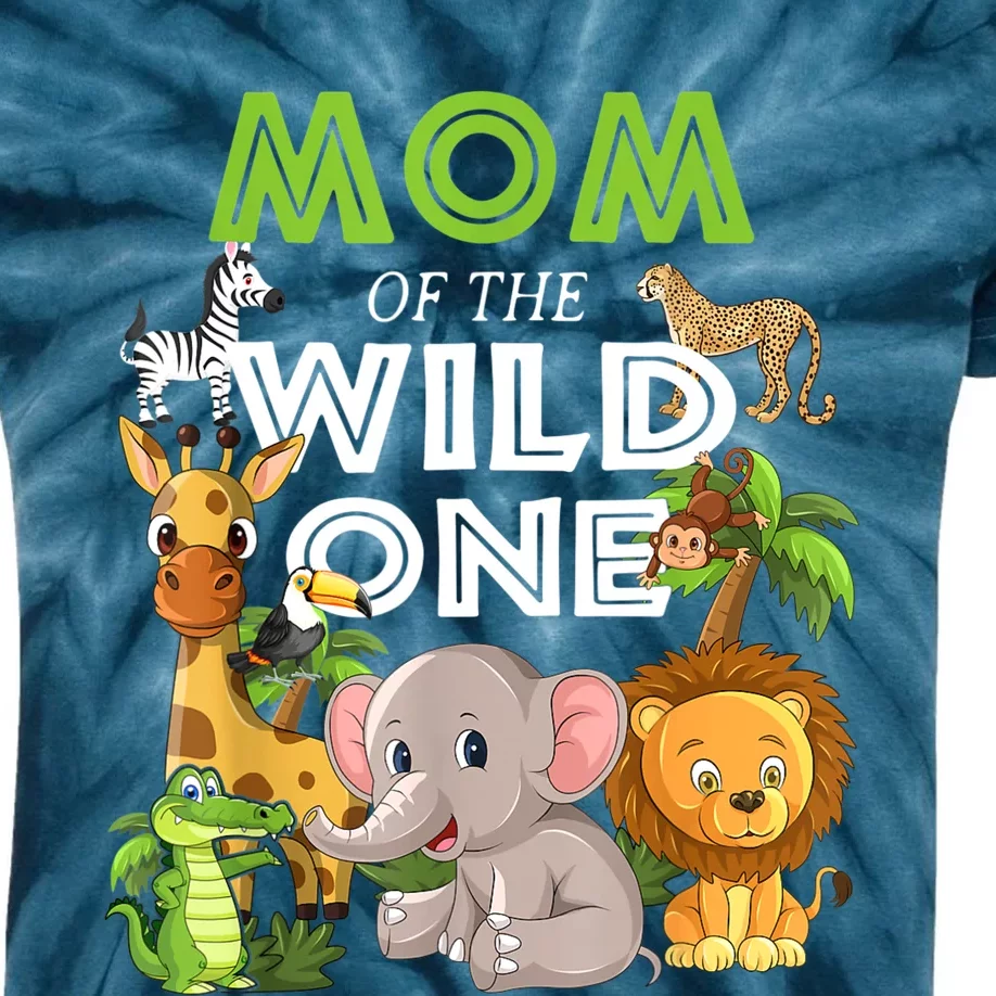 Mom Of The Wild One Zoo Birthday Safari Jungle Animal Kids Tie-Dye T-Shirt