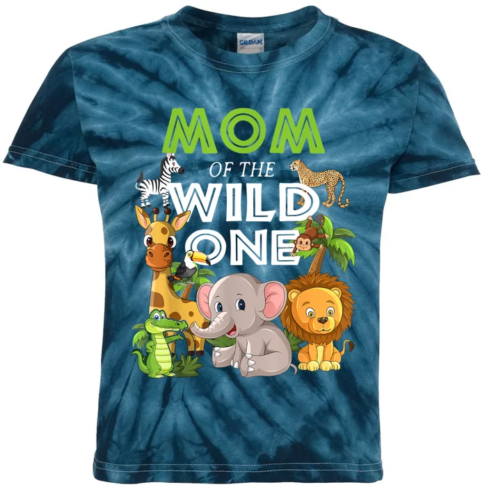 Mom Of The Wild One Zoo Birthday Safari Jungle Animal Kids Tie-Dye T-Shirt