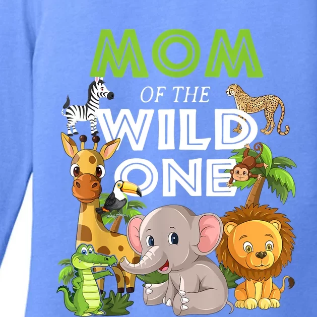 Mom Of The Wild One Zoo Birthday Safari Jungle Animal Womens CVC Long Sleeve Shirt