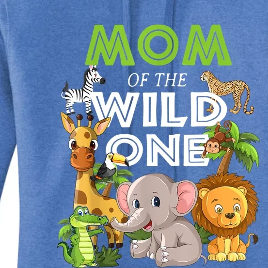 Mom Of The Wild One Zoo Birthday Safari Jungle Animal Women's Pullover Hoodie