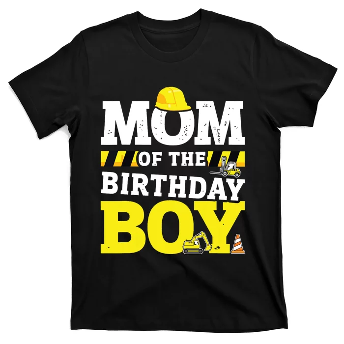 Mom Of The Birthday Boy Matching Family Construction Party T-Shirt