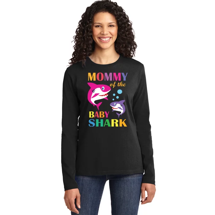 Mommy Of The Baby Birthday Shark Mommy Shark Mother's Day Ladies Long Sleeve Shirt