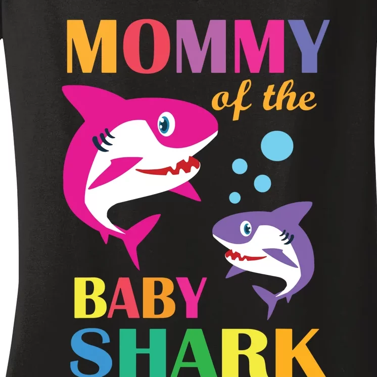 Mommy Of The Baby Birthday Shark Mommy Shark Mother's Day Women's V-Neck T-Shirt