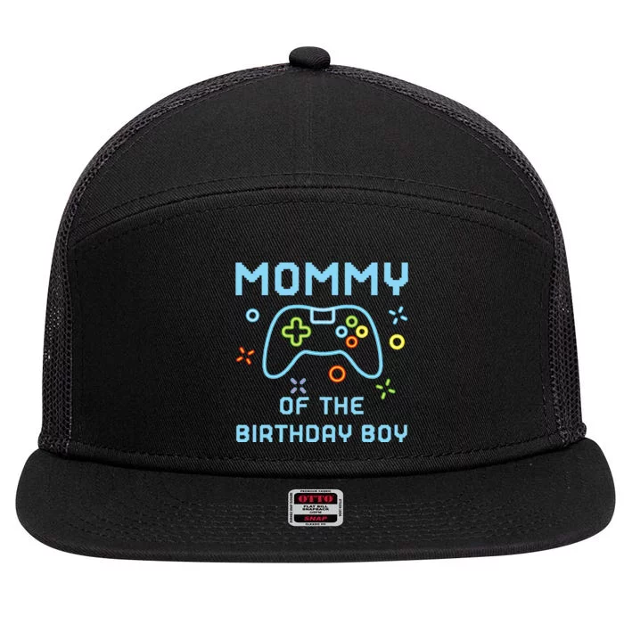 Mommy of the Birthday Matching Video Gamer Birthday 7 Panel Mesh Trucker Snapback Hat