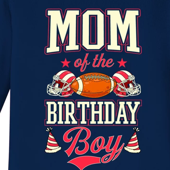 Mom Of The Birthday Matching Football Birthday Party Gift Baby Long Sleeve Bodysuit