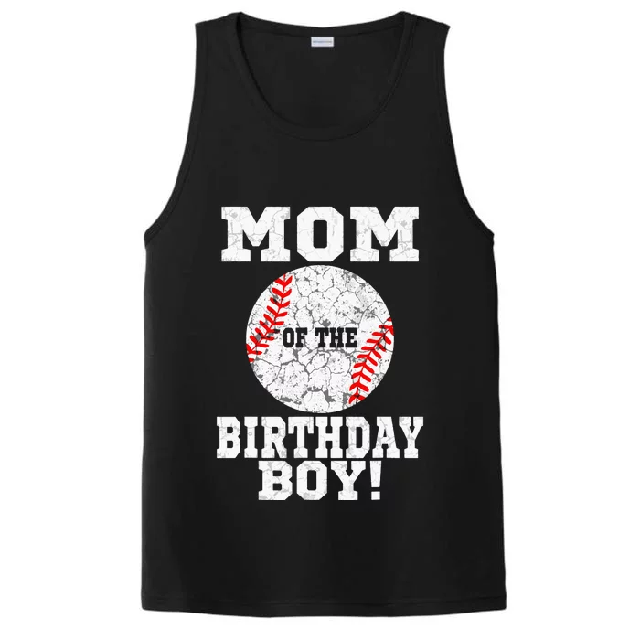 Mom Of The Birthday Boy Baseball Lover Vintage Retro Performance Tank