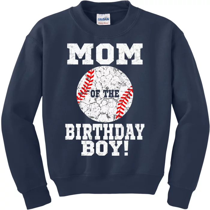 Mom Of The Birthday Boy Baseball Lover Vintage Retro Kids Sweatshirt