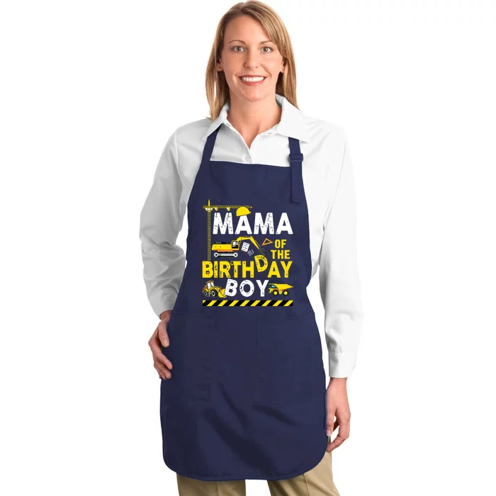 Mama Of The Birthday Boy Construction Worker Bday Party Full-Length Apron With Pocket