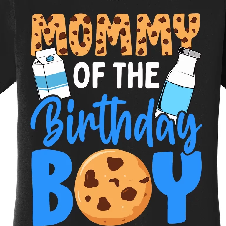 Mommy Of The Birthday Boy Milk And Cookies 1st Birthday Women's T-Shirt