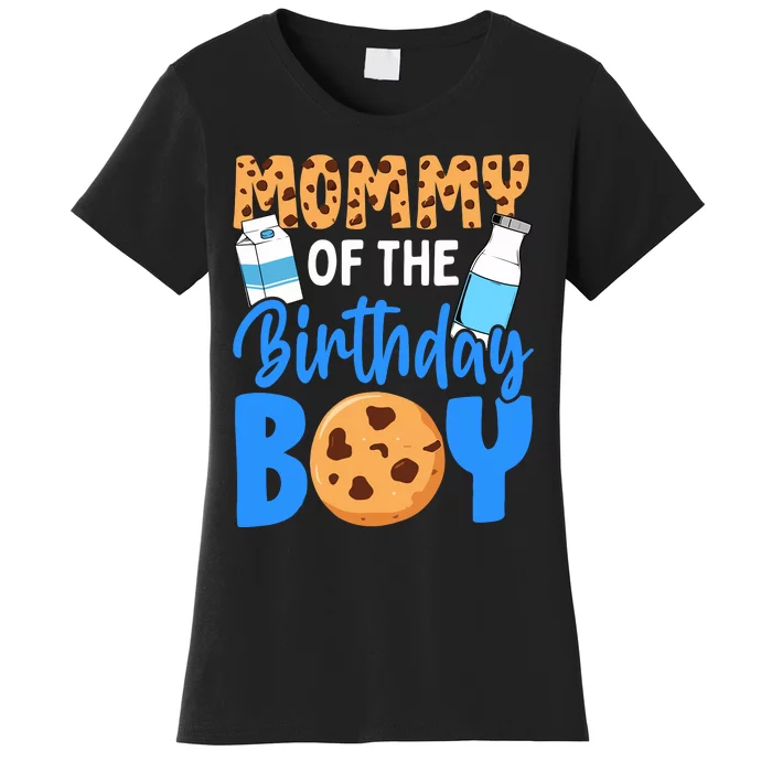 Mommy Of The Birthday Boy Milk And Cookies 1st Birthday Women's T-Shirt