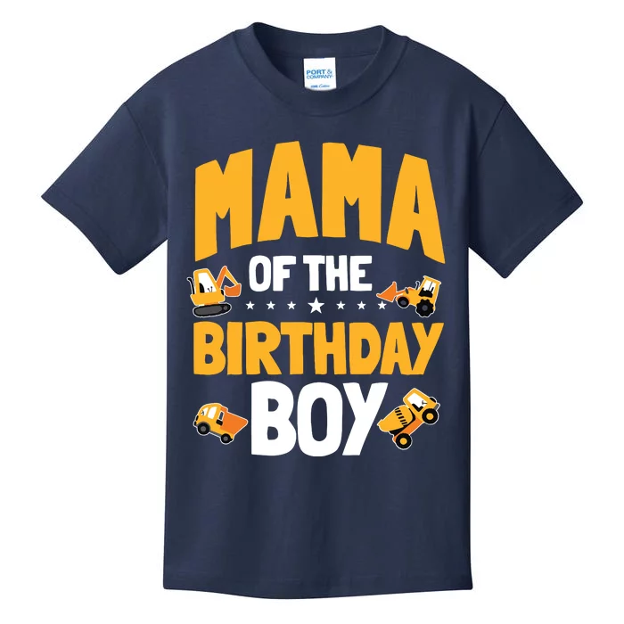 Mama Of The Birthday Boy Construction Worker Bday Party Kids T-Shirt